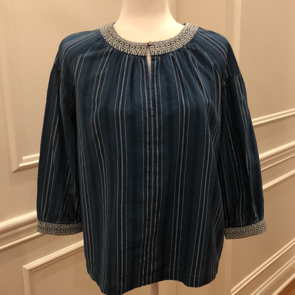 Blue and Cream Top by Massimo Dutti